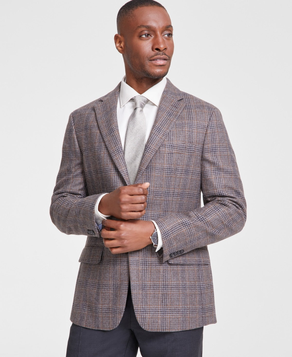 Tommy Hilfiger Mens Modern fit Sport Coat Blazer 42 R Brown Plaid