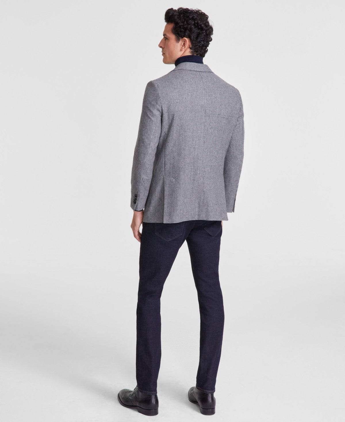 Tommy Hilfiger Mens Modern fit Sport Coat Blazer 44 L Grey Stretch Houndstooth