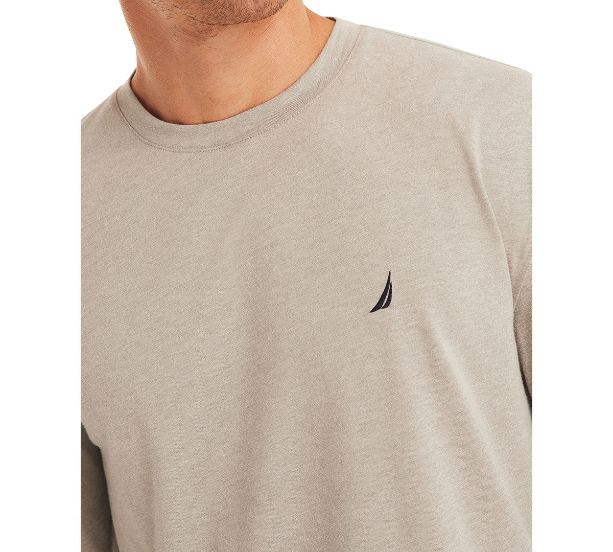 Nautica Mens Long Sleeve Crewneck T-Shirt Gray Heather Medium