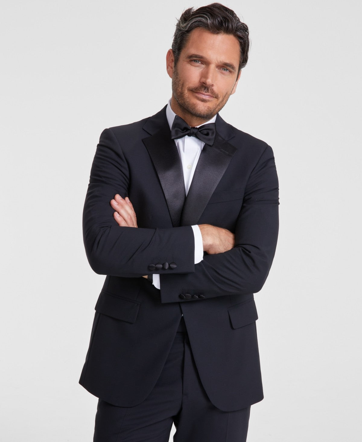 Brooks Brothers Mens Classic fit Tuxedo Jacket Blazer 46 R Black Solid Stretch