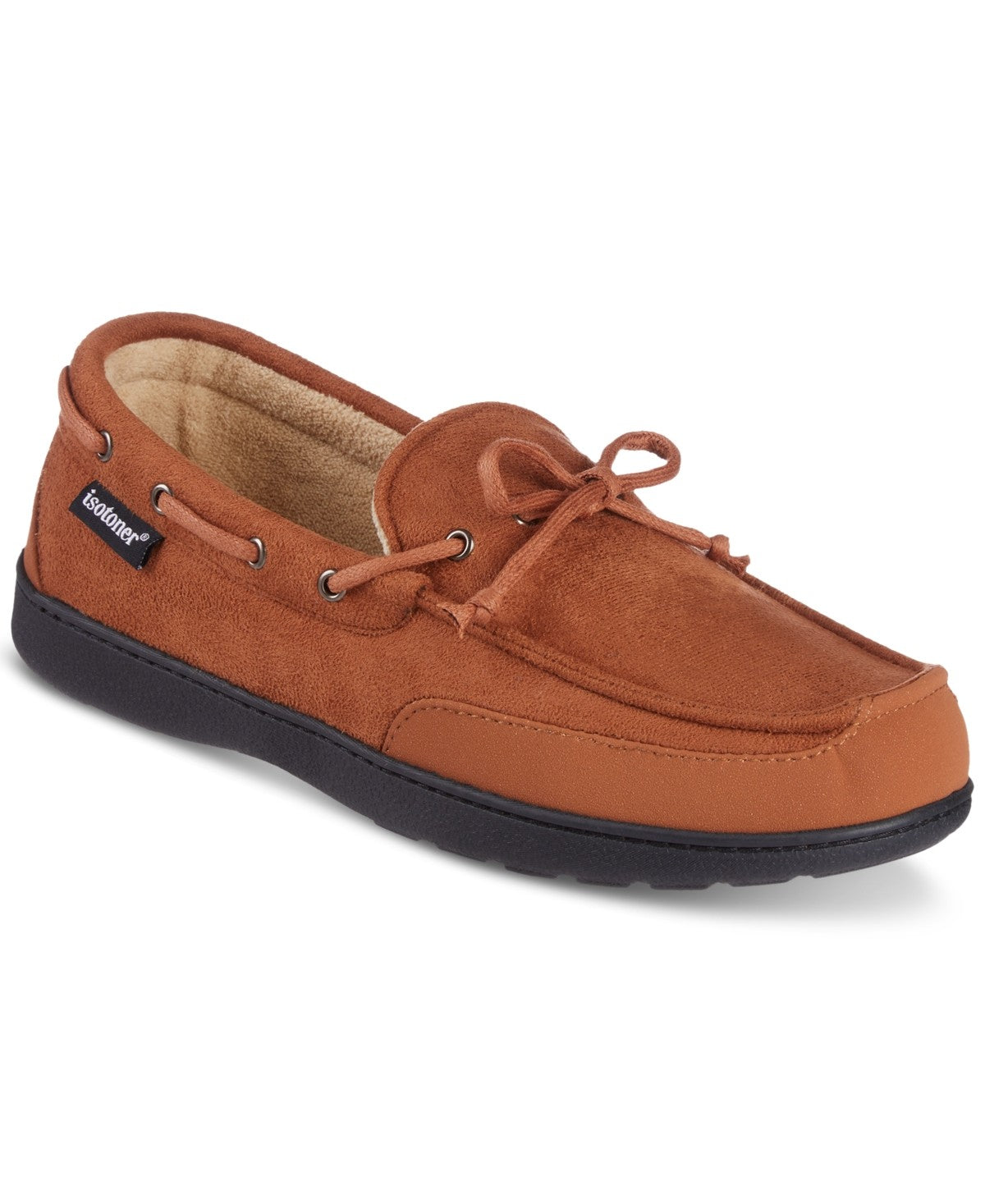 Isotoner Mens Regular fit Moccasin Slippers Shoes XXL Brown Moisture Wicking