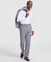 TAYION Mens Classic fit Dress Pants 42 / 30 Grey Multi Plaid