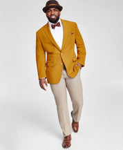 Tayion Mens Classic fit Sport Coat Blazer 44 L Yellow Solid