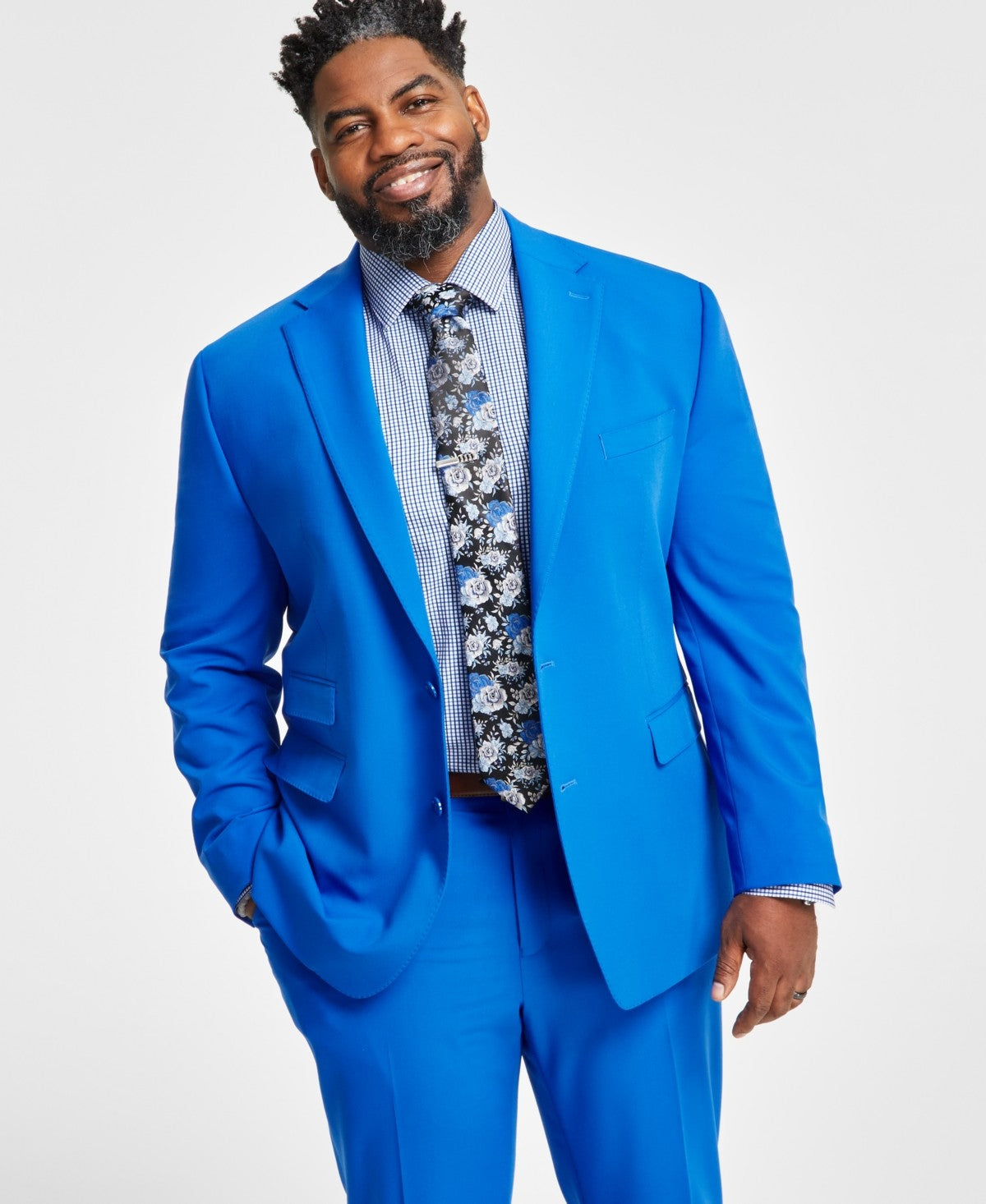 Tayion Mens Classic fit Suit Jacket Blazer 40 R Blue Solid