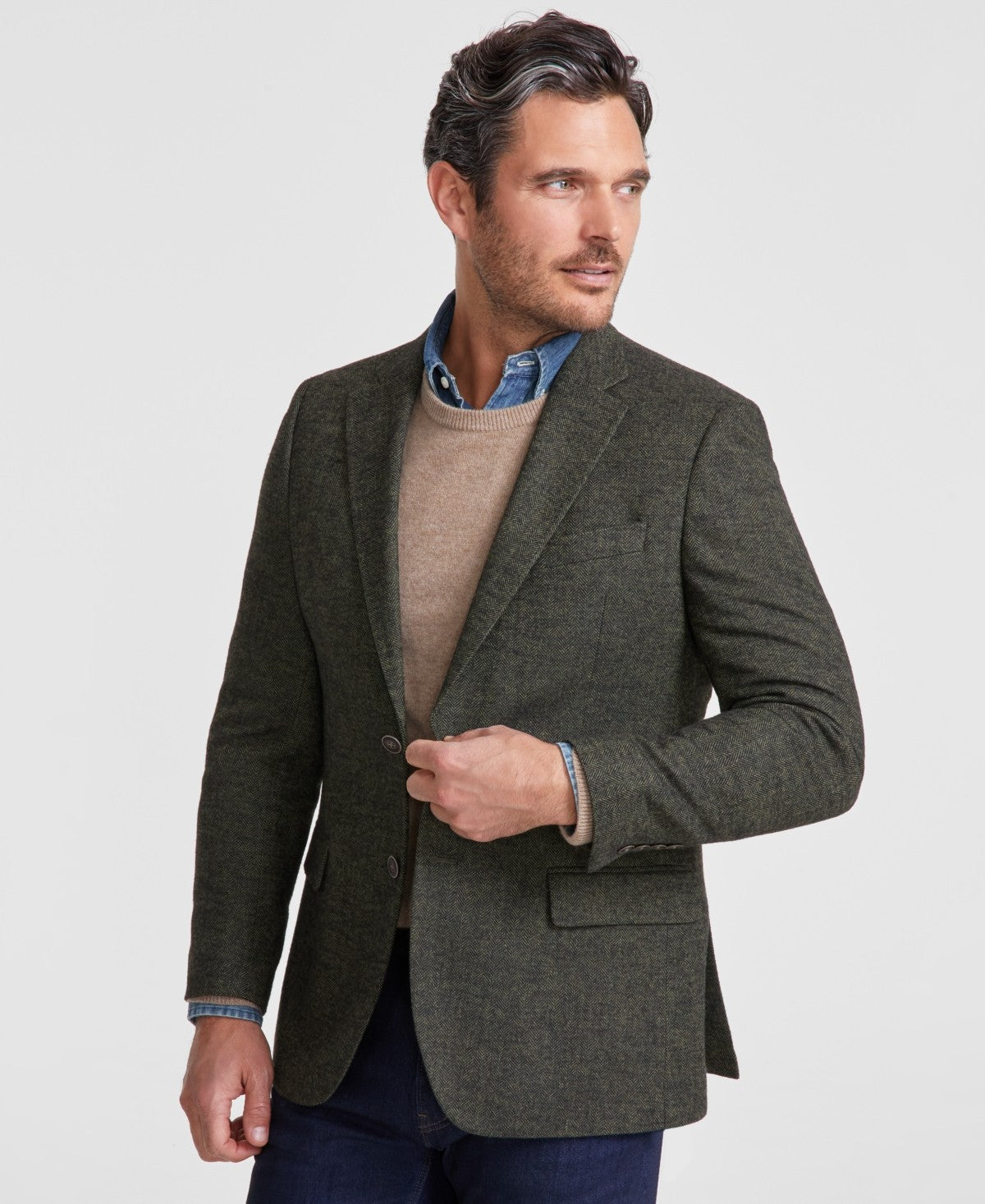 Nautica Mens Modern fit Sport Coat Blazer 44 S Green Herringbone