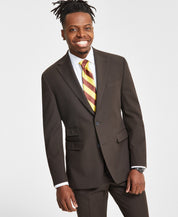 Tayion Mens Classic fit Suit Jacket Blazer 42 R Brown Solid Stretch