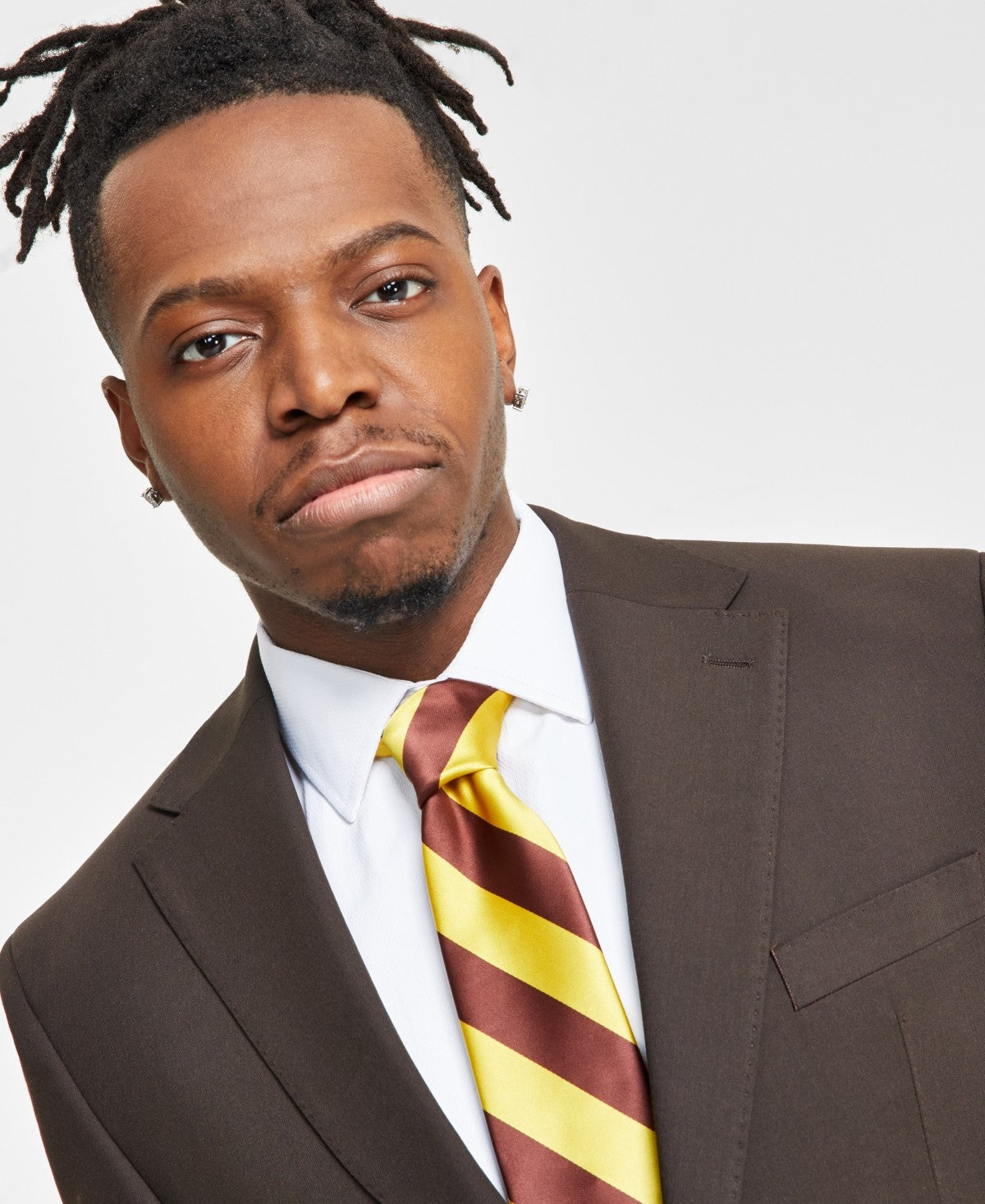 Tayion Collection Mens Classic fit Suit Jacket Blazer 42 S Brown Solid