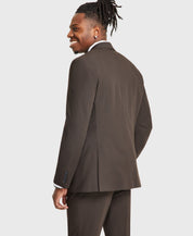 Tayion Mens Classic fit Suit Jacket Blazer 42 R Brown Solid Stretch