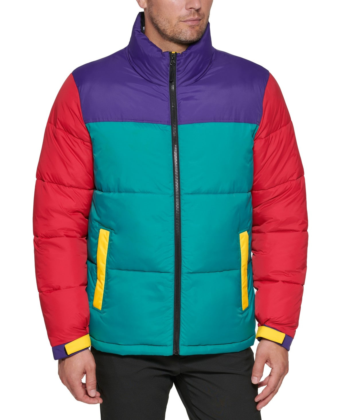 Club Room Mens Puffer Jacket Coat Large Green Solid