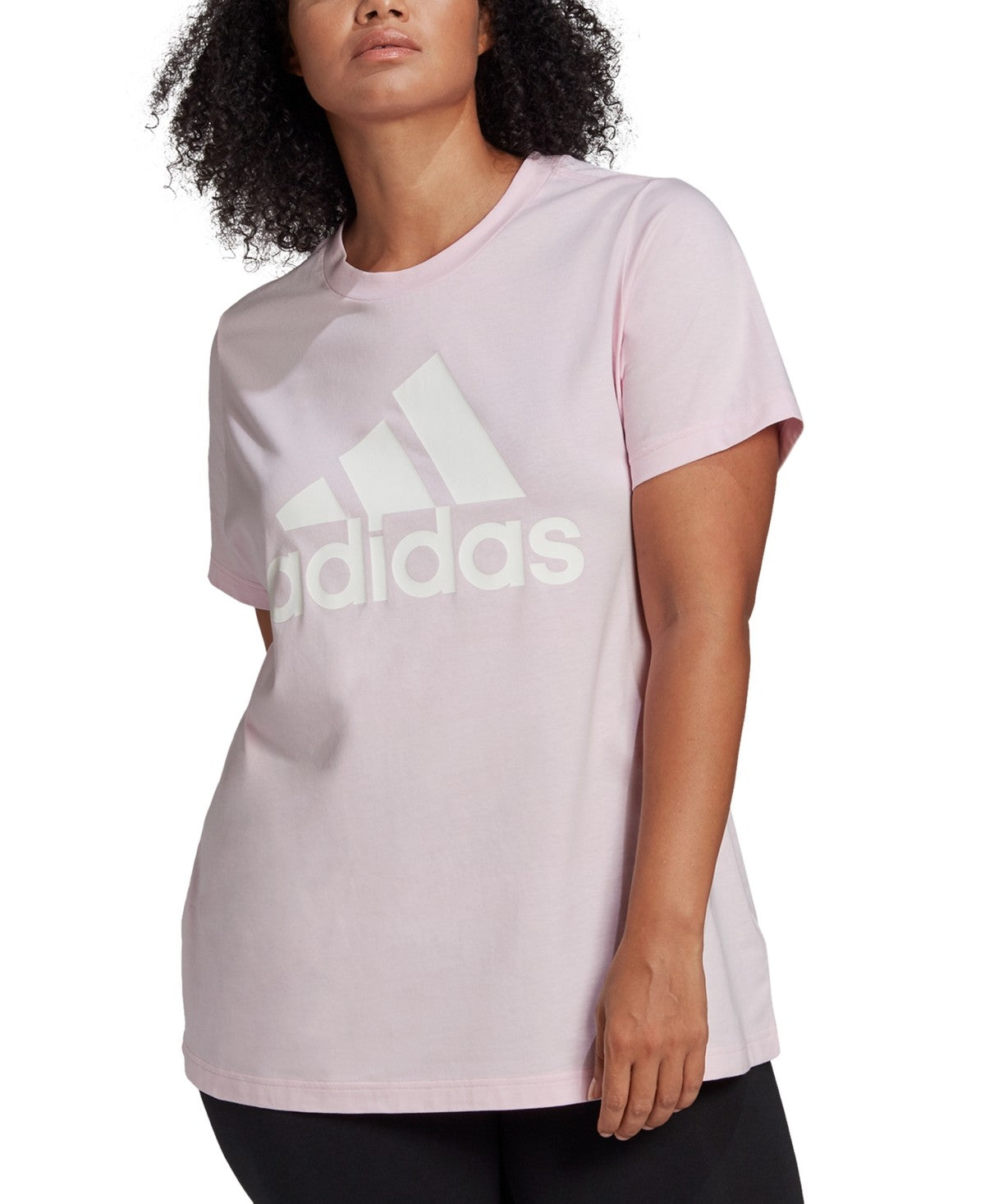 Adidas Womens Regular fit Short Sleeve Logo T-Shirt Shirt 3X Pink Solid