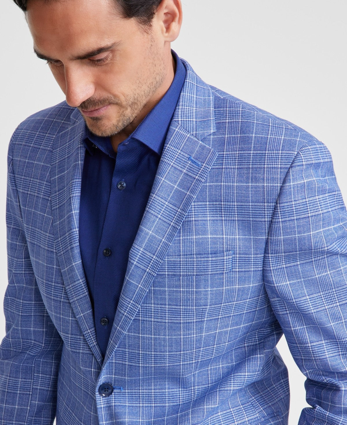 Michael Kors Mens Classic fit Sport Coat Blazer 40 L Blue Check