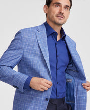 Michael Kors Mens Classic fit Sport Coat Blazer 44 S Blue Plaid