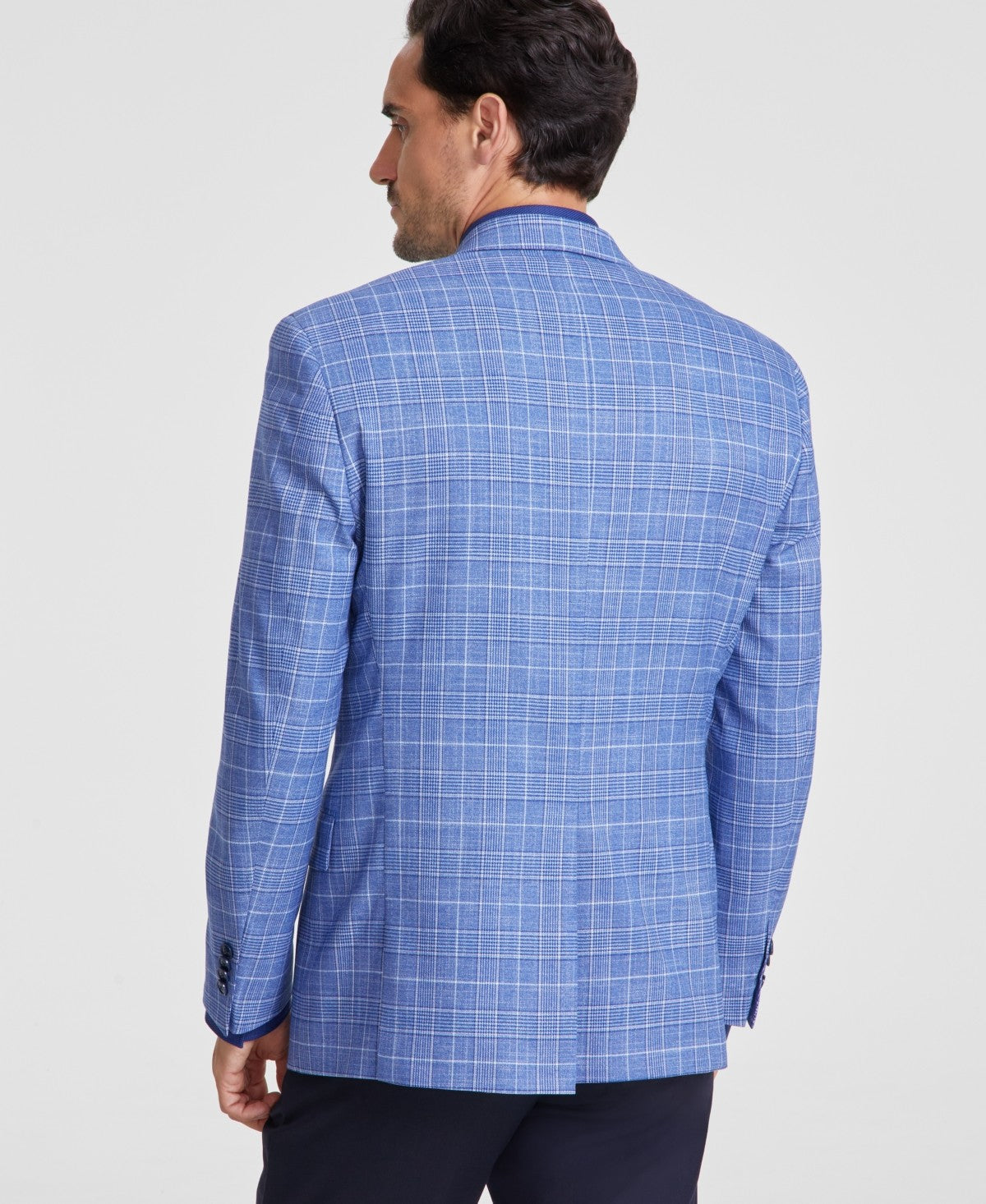 Michael Kors Mens Classic fit Sport Coat Blazer 44 S Blue Plaid