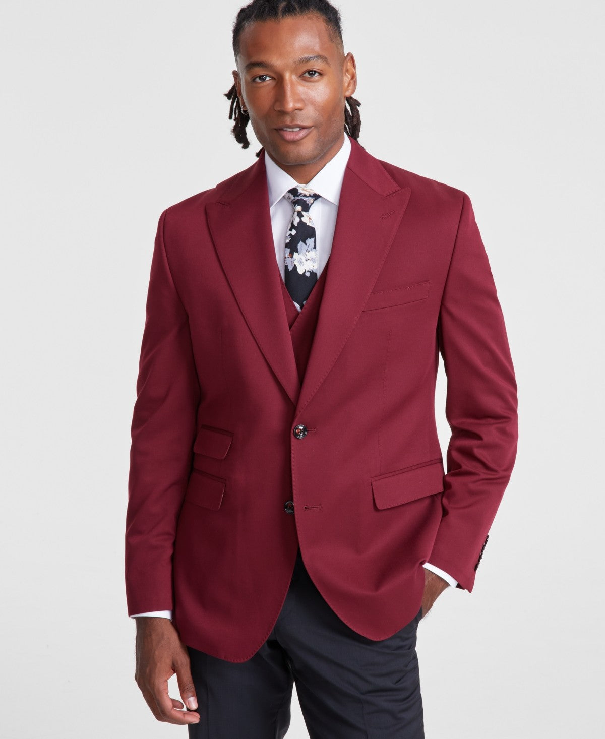 Tayion Mens Classic fit Suit Jacket Blazer 46 R Red Solid