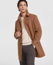 Tommy Hilfiger Mens Melange Overcoat Coat 42S Dark Camel Brown