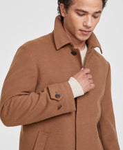 Tommy Hilfiger Mens Melange Overcoat Coat 44R Dark Camel Brown