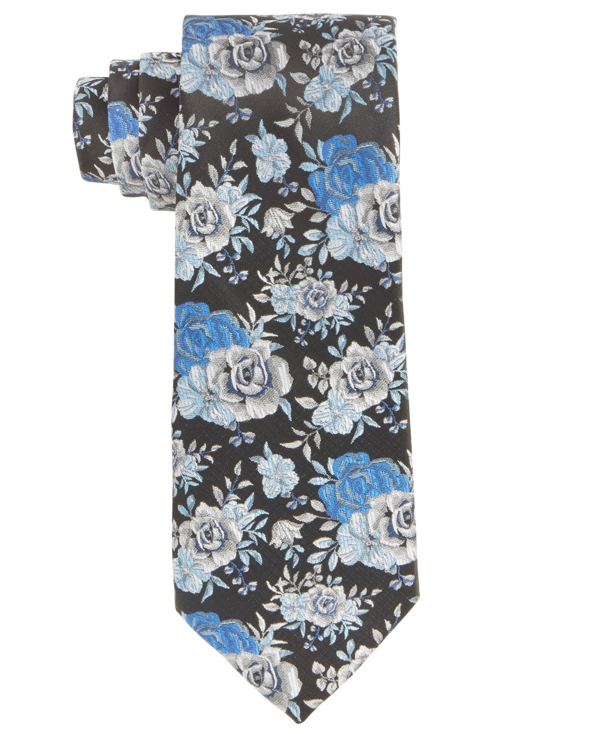 Tayion Collection Men Regular Fit Tie Neck Tie Black Phi Beta Sigma Floral Blue