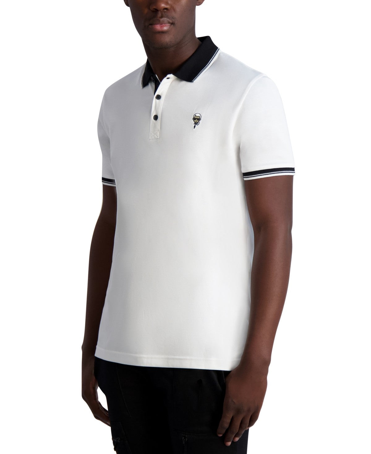 Karl Lagerfeld Paris Mens Regular fit Short Sleeve Polo Shirt XXL White Solid