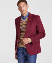 Nautica Men's Modern-Fit Solid Stretch Corduroy Elbow Patch Sport Coat 44L  Red