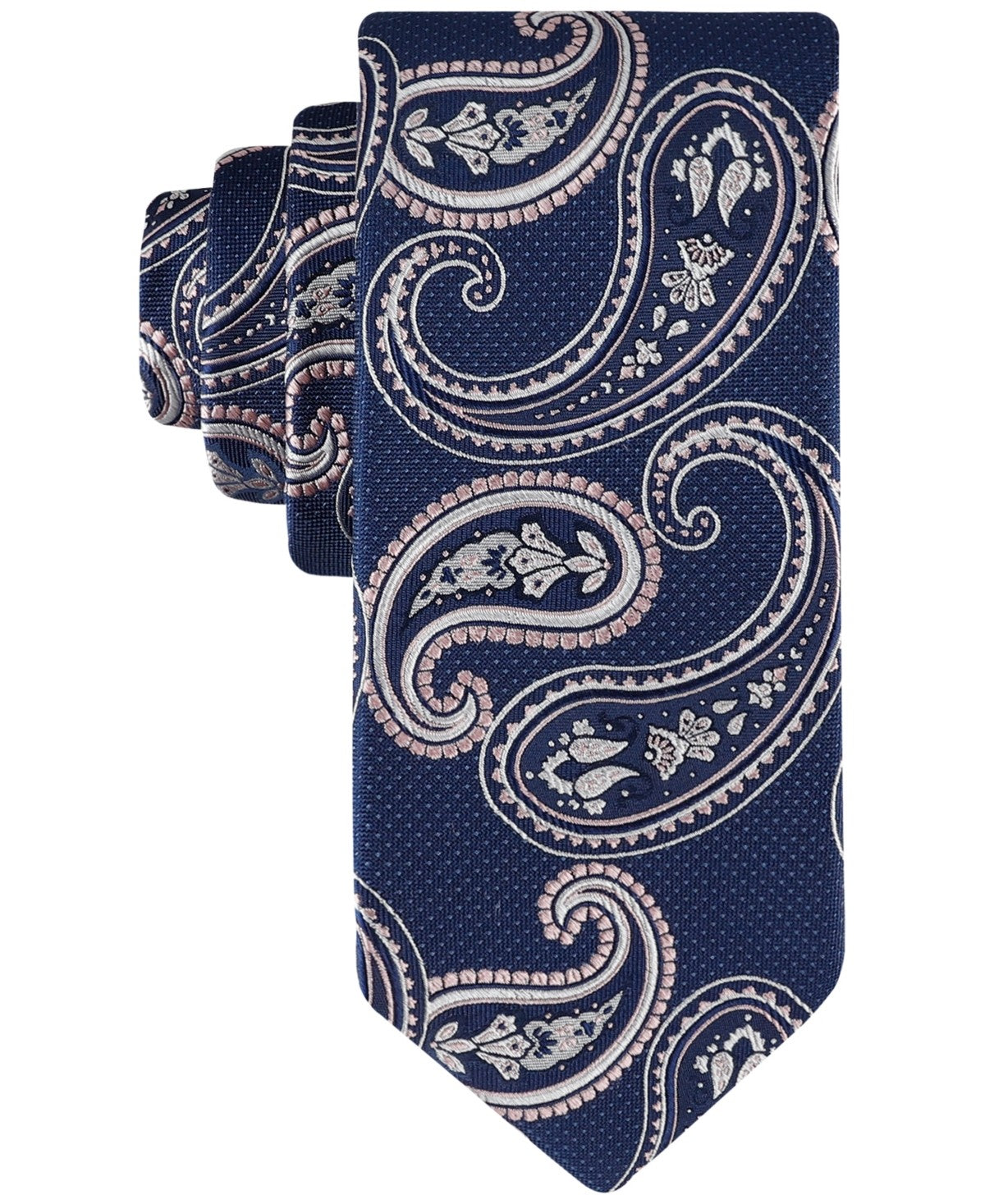 Tommy Hilfiger Mens Tie Necktie One Size Blue Paisley Pink