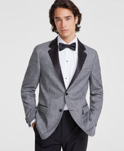 Vince Camuto Mens Slim fit Dinner Jacket Blazer 38 S Silver Grey Plaid Stretch
