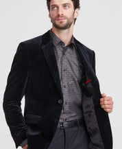 Hugo Boss Mens Modern fit Velvet Sport Coat Blazer 40 R Black Solid