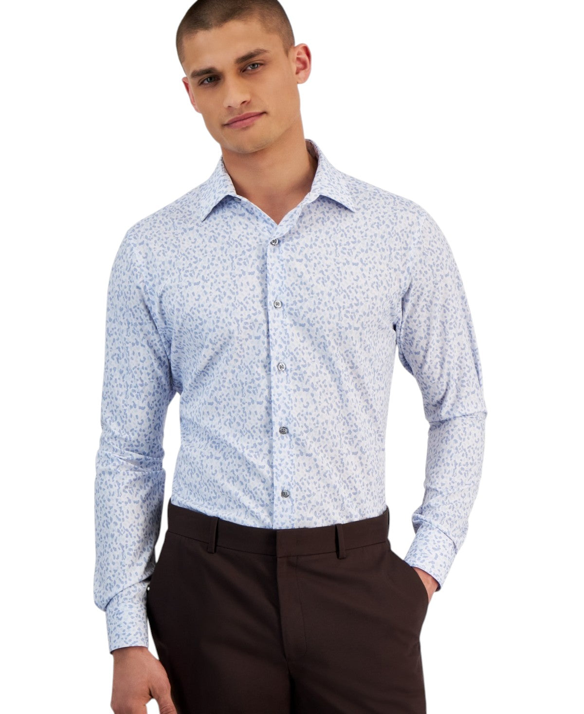 Alfani Mens Slim fit Dress Shirt XL 17-17.5 36-37 Light  Blue