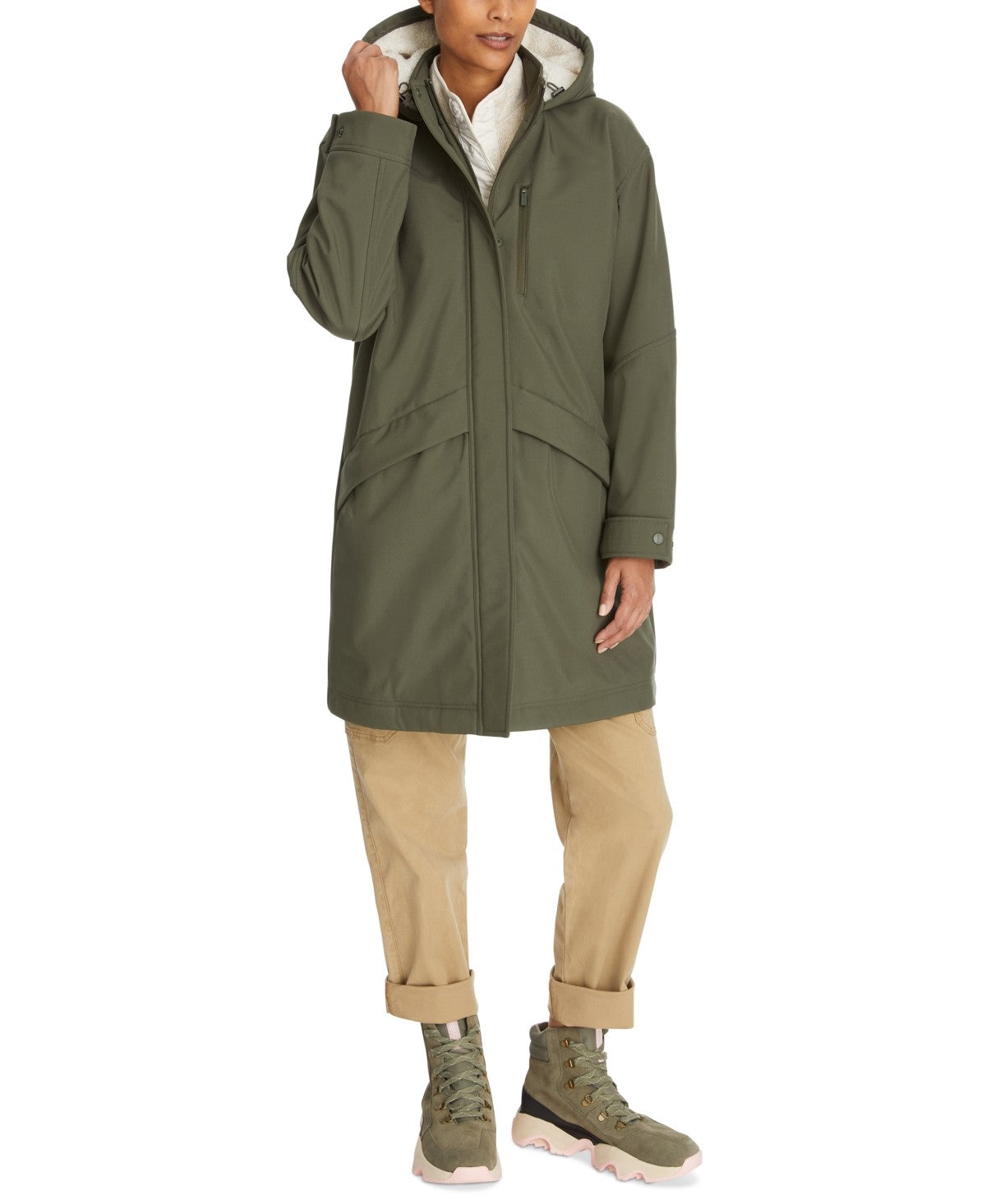 Bass Outdoor Women Parka Coat Small Green Solid