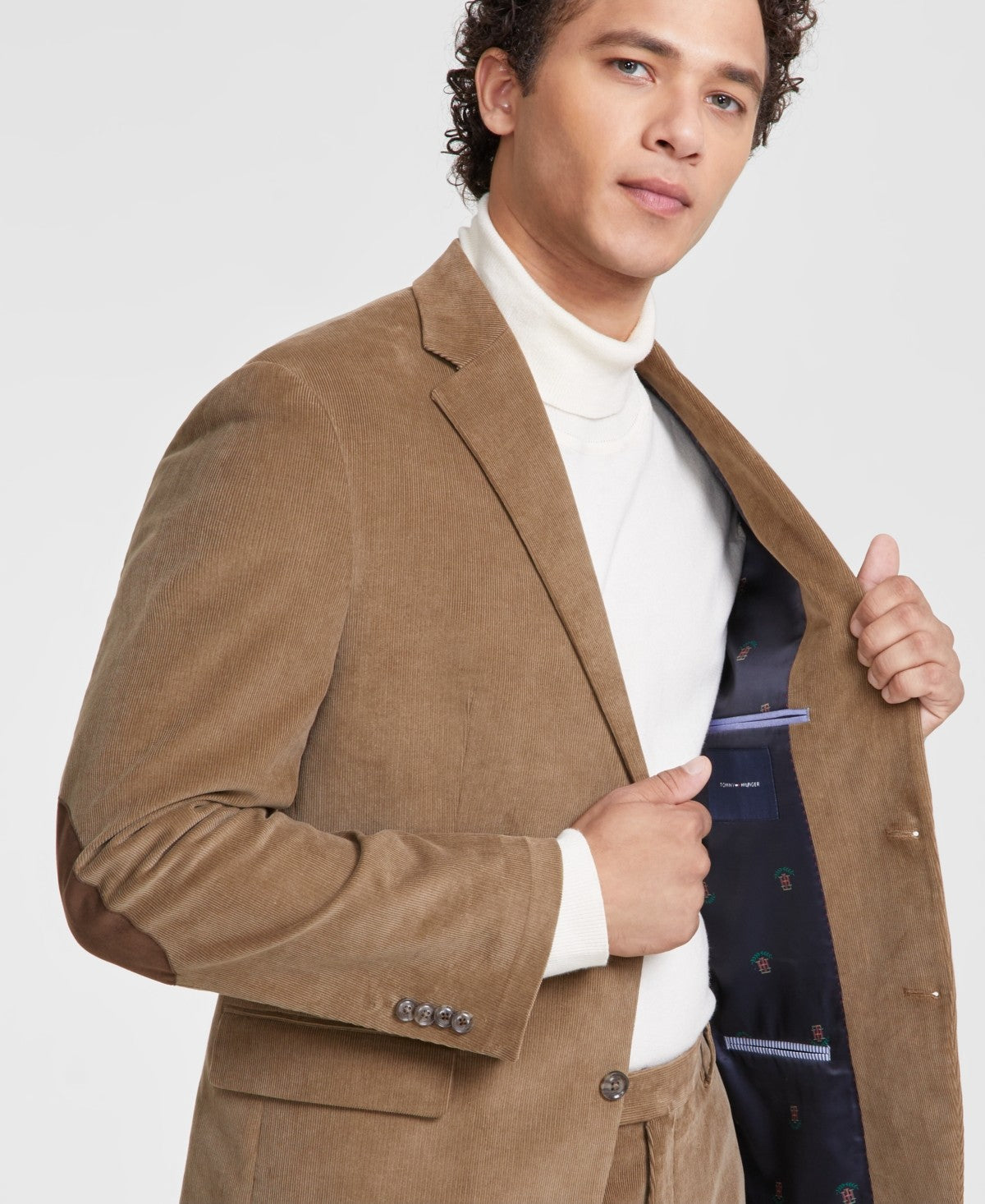 Tommy Hilfiger Mens Modern fit Corduroy Sport Coat Blazer 46 R Beige Solid
