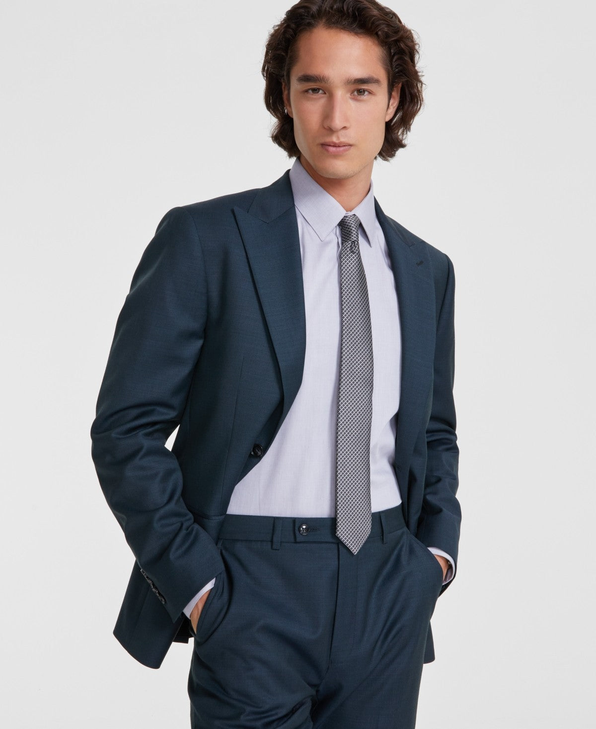 Calvin Klein Mens Slim fit Suit Jacket Blazer 42 L Green Solid Stretch