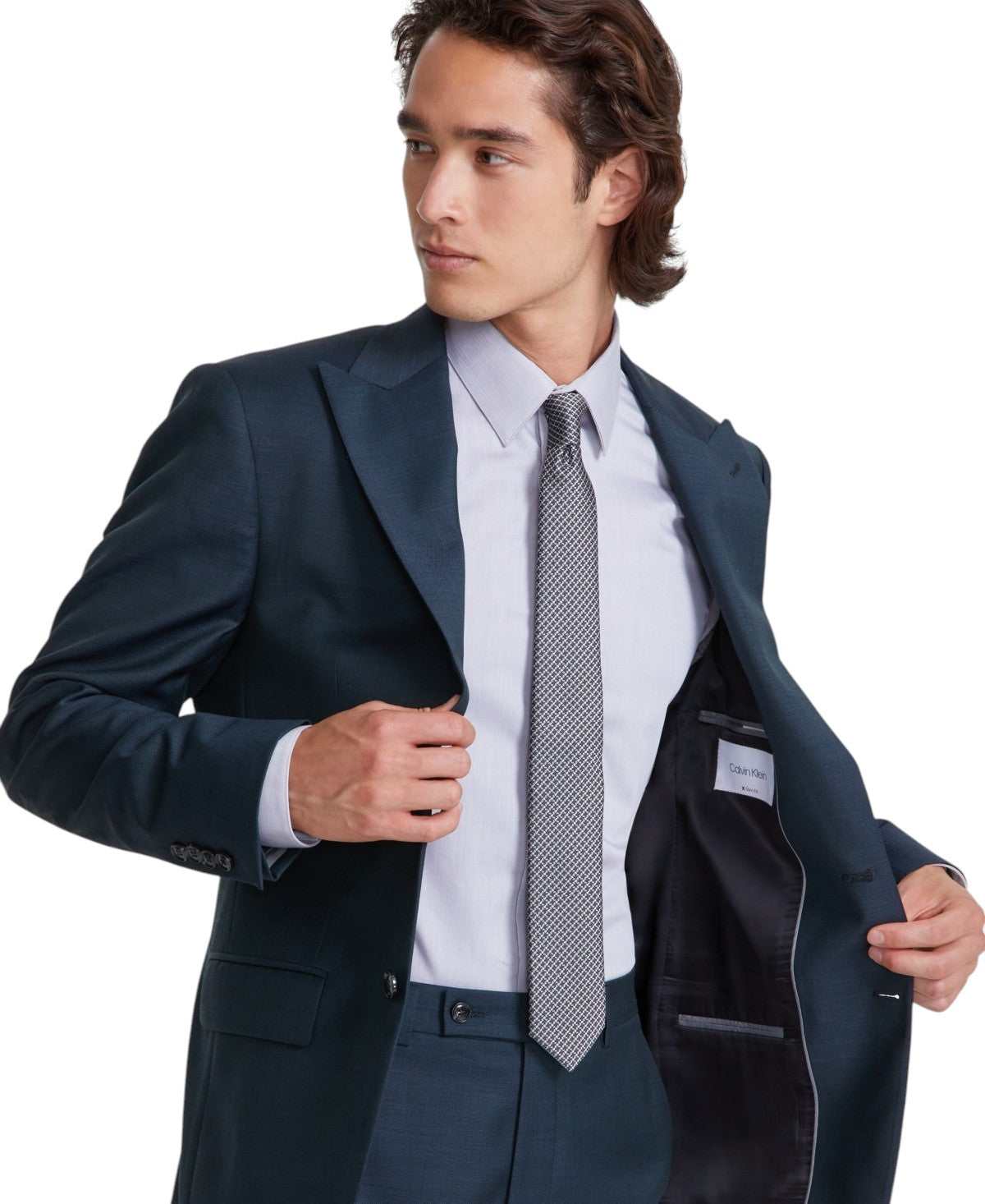 Calvin Klein Mens Slim fit Wool Sport Coat Blazer 42 L Dark Teal Green Solid