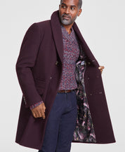 Tayion Collection Mens Regular fit Overcoat Coat 40 R Wine Red Solid
