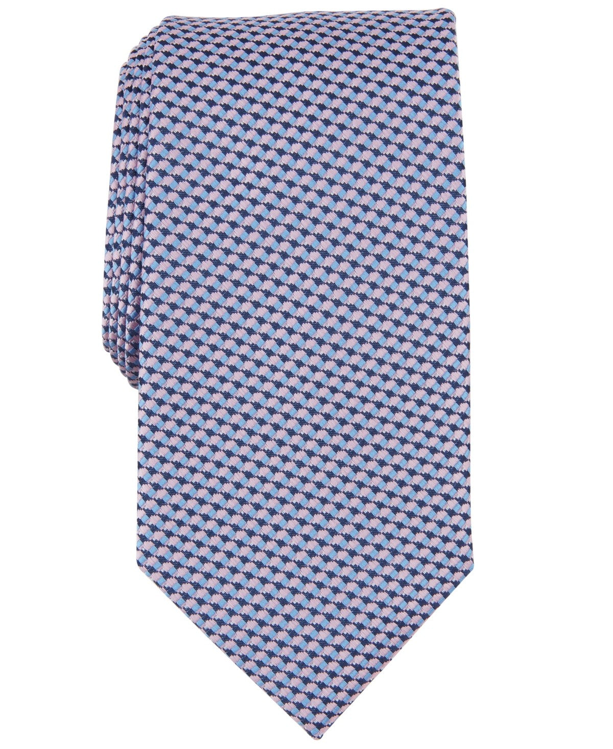 Perry Ellis Mens Regular fit Tie Necktie One Size Pink Blue Mini Dot