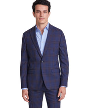 Bar Iii Mens Slim fit Suit Jacket Blazer 40 S Blue Tan Plaid