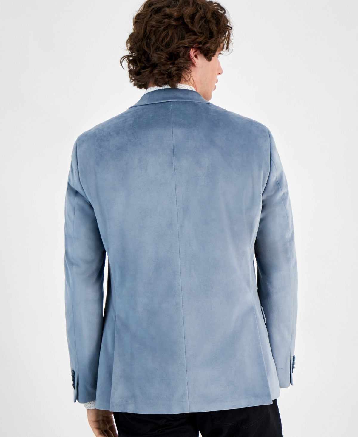 Alfani Mens Slim fit Velvet Sport Coat Blazer 46 R Light Blue Solid