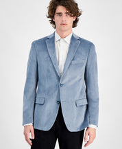 Alfani Mens Slim fit Velvet Sport Coat Blazer 46 R Light Blue Solid