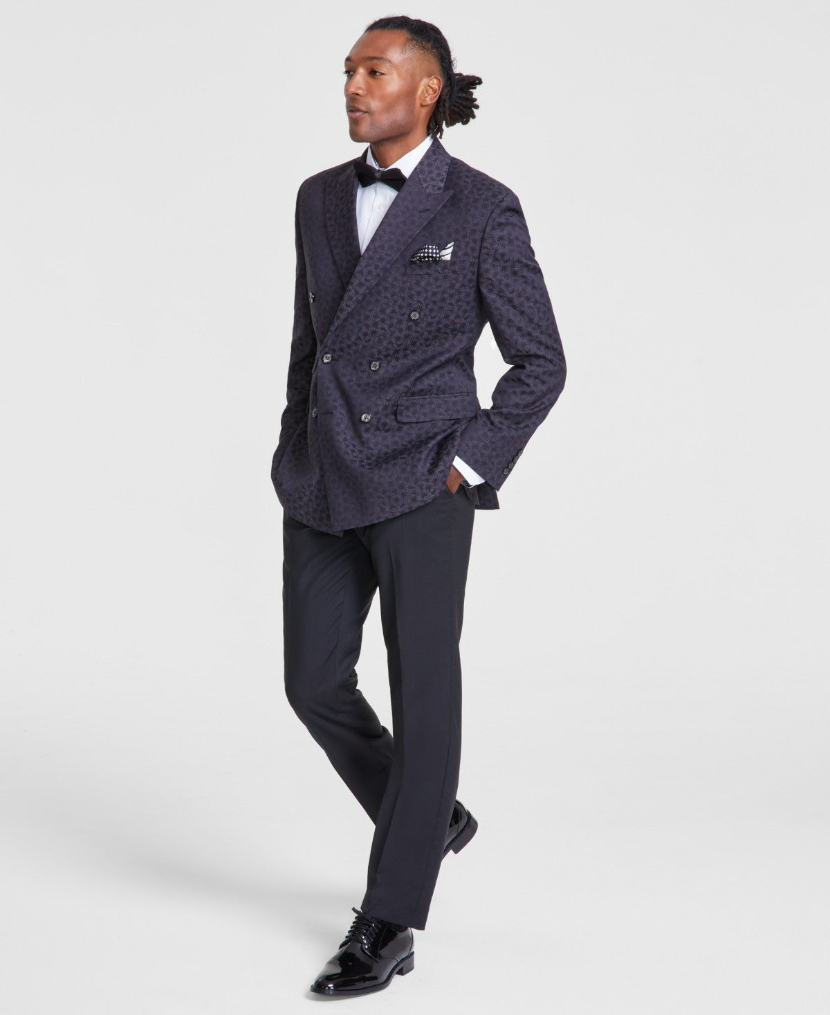 Tayion Mens Classic fit Double Breasted Dinner Jacket Blazer 40 S Black