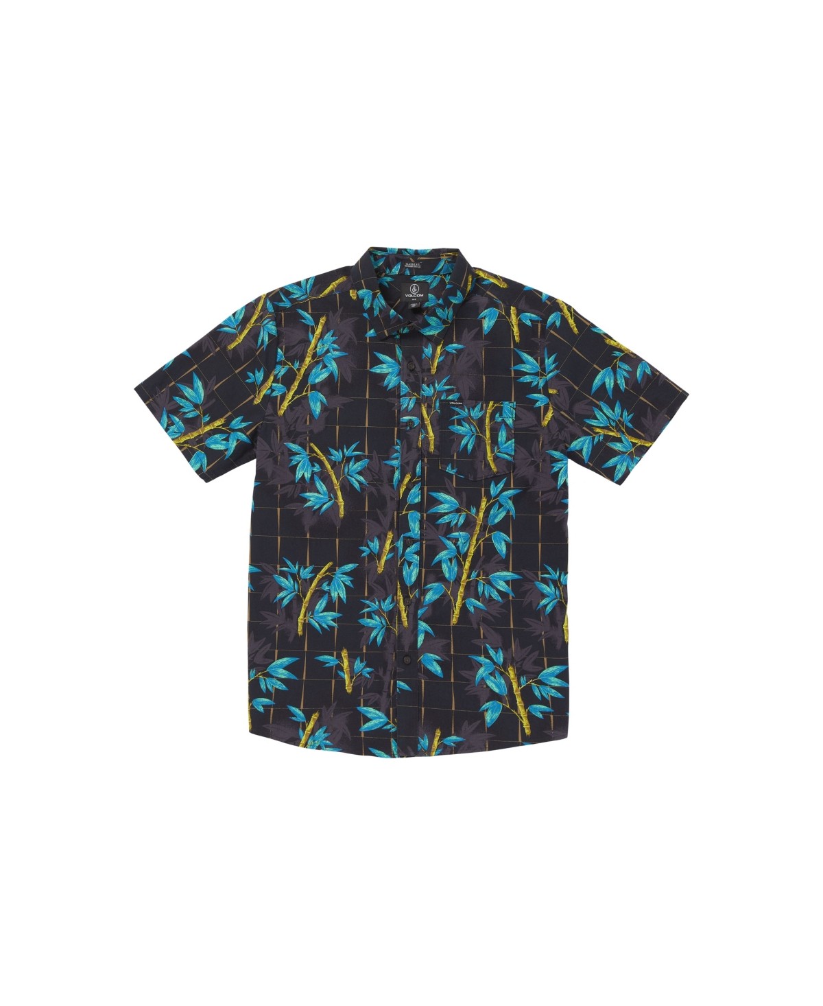 Volcom Mens Classic fit Short Sleeve Button-Up Shirt Small Black Floral