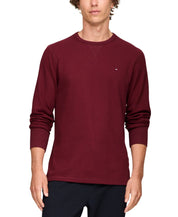 Tommy Hilfiger Mens Waffle Knit Long Sleeve Crewneck T-Shirt Port XL