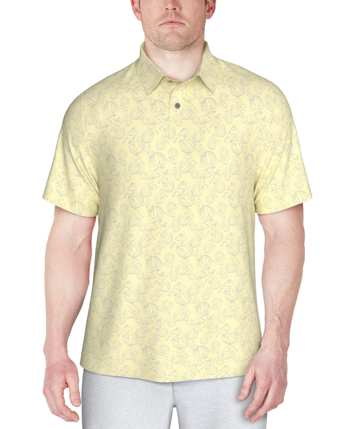 Pga Tour Mens Regular fit Short Sleeve Polo Shirt Small Light Yellow