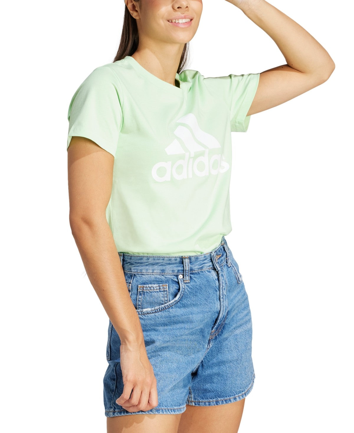 Adidas Women Regular fit Short Sleeve T-Shirt Shirt Large Green Solid
