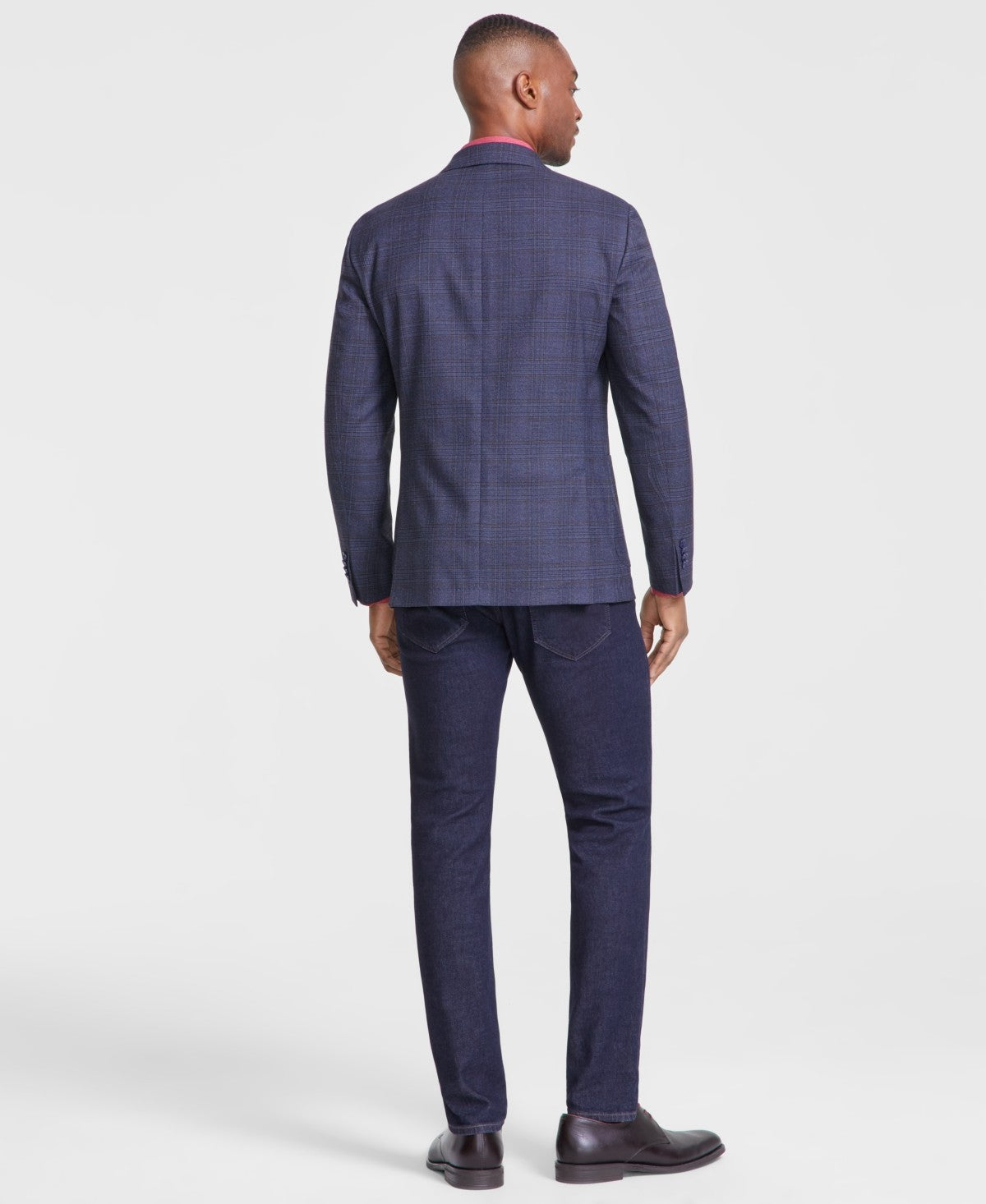 Bar Iii Mens Slim fit Sport Coat Blazer 36 R Blue Plaid Stretch