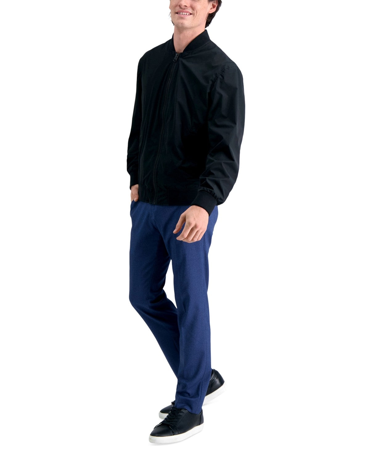 Kenneth Cole Mens Slim fit Dress Pants 33 / 32 Navy Blue Check Stretch