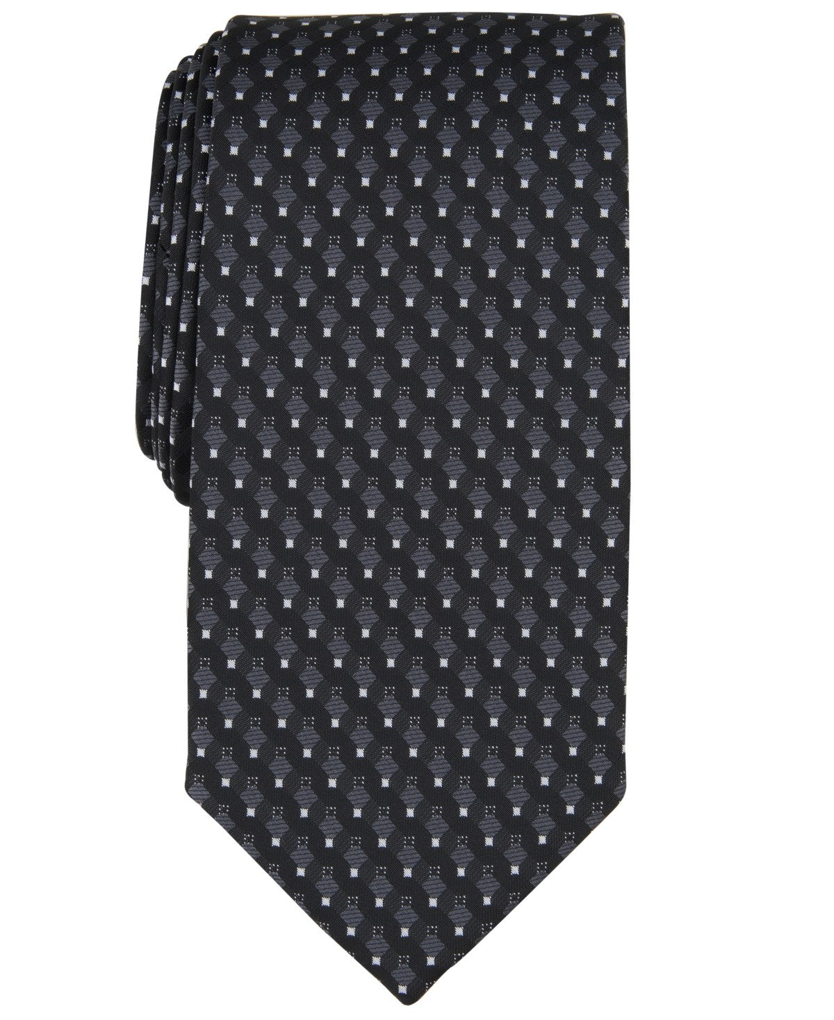 Perry Ellis Mens Shepard Dot Neck Tie Black Silver
