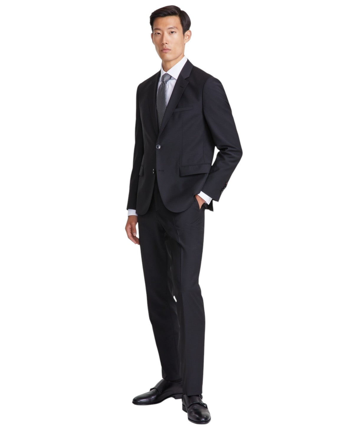 Hugo Boss Mens Modern fit 2 Piece Suit 40 S / 34 Waist Black Solid Stretch