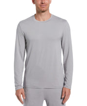 Perry Ellis Portfolio Mens Long Sleeve Crewneck T-Shirt Light Gray Htr XL