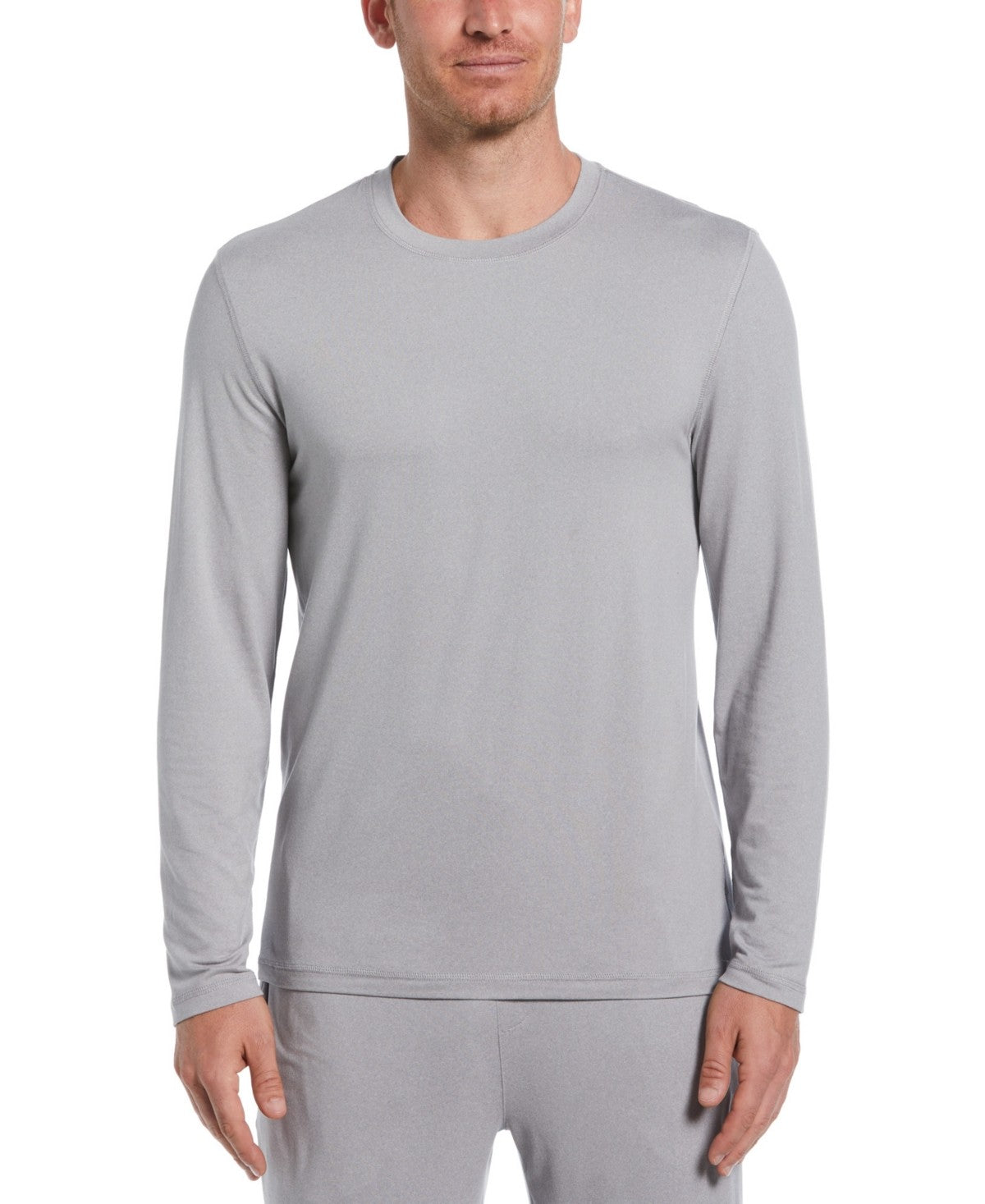 Perry Ellis Portfolio Mens Long Sleeve Crewneck T-Shirt Light Gray Htr XL