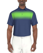 Pga Tour Mens Athletic fit Short Sleeve Polo Shirt Large Blue Green Striped