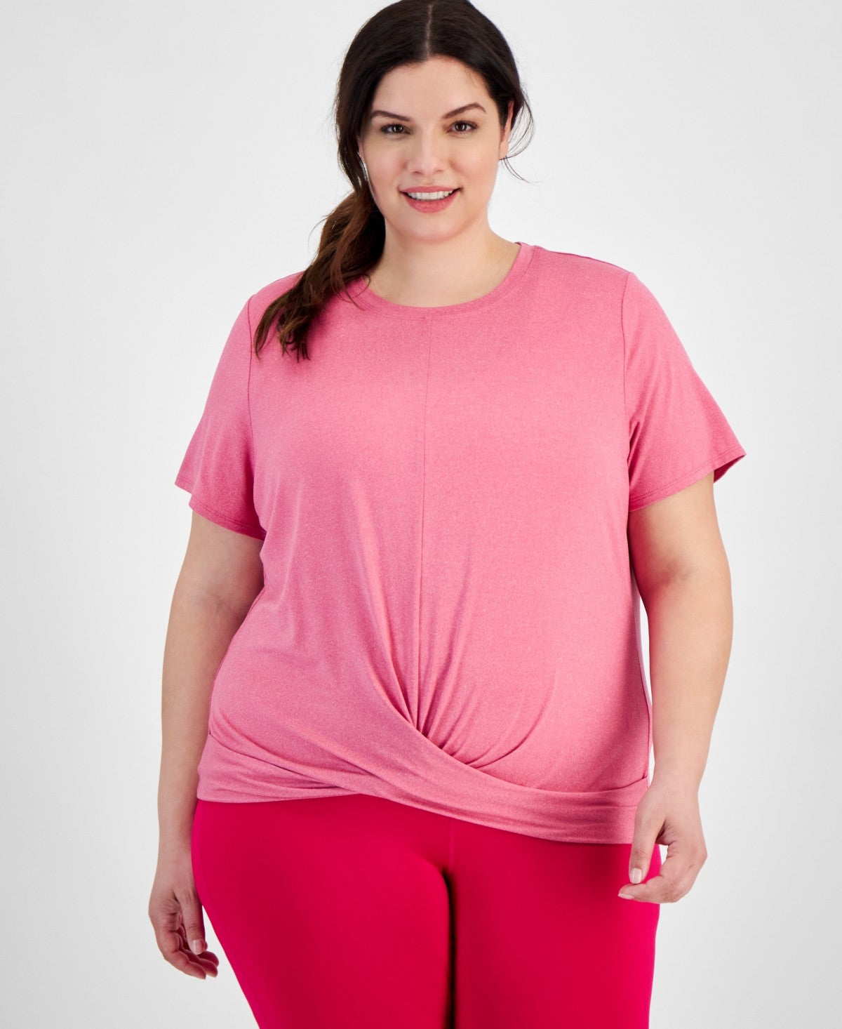 ID Ideology Women Regular fit Short Sleeve T-Shirt Shirt 4X Pink Solid