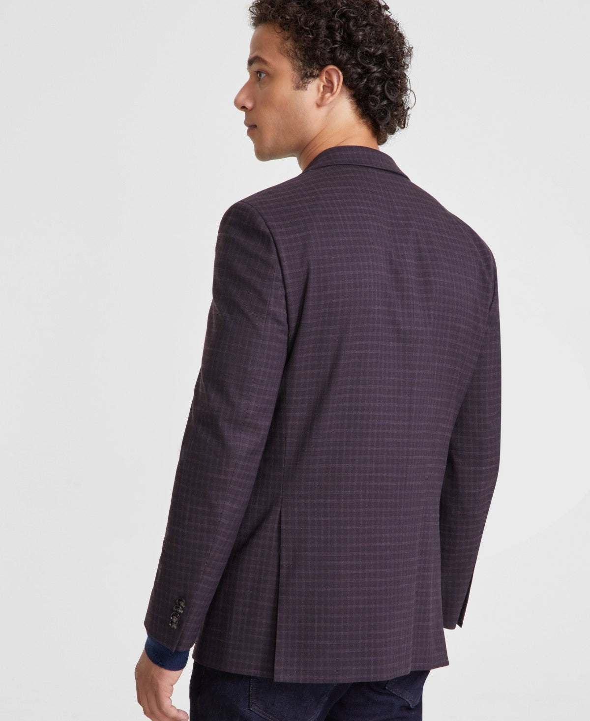 Tommy Hilfiger Mens Modern fit Sport Coat Blazer 46 R Purple Plaid Stretch